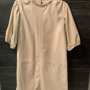 THML Cream faux leather puff sleeve dress - Large